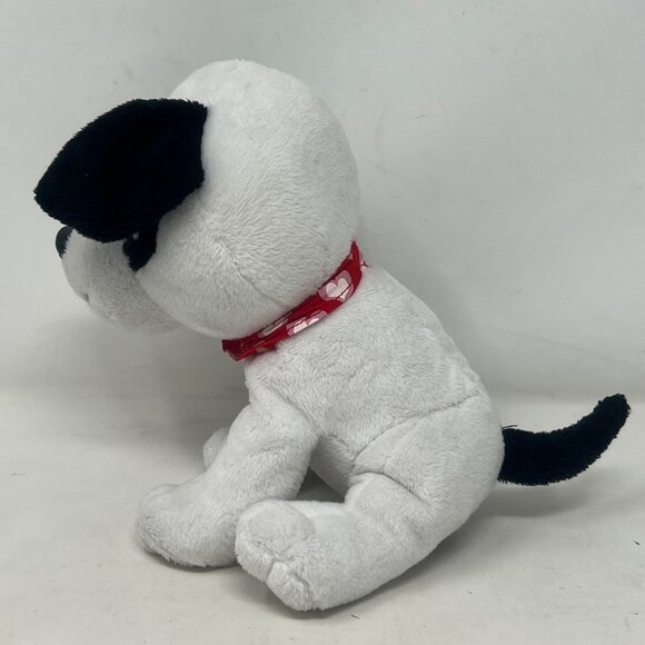 Petting Zoo‎ Black White  Dog Plush Stuffed Red Heart Bandana Sitting 7" Tall - Picture 4 of 9